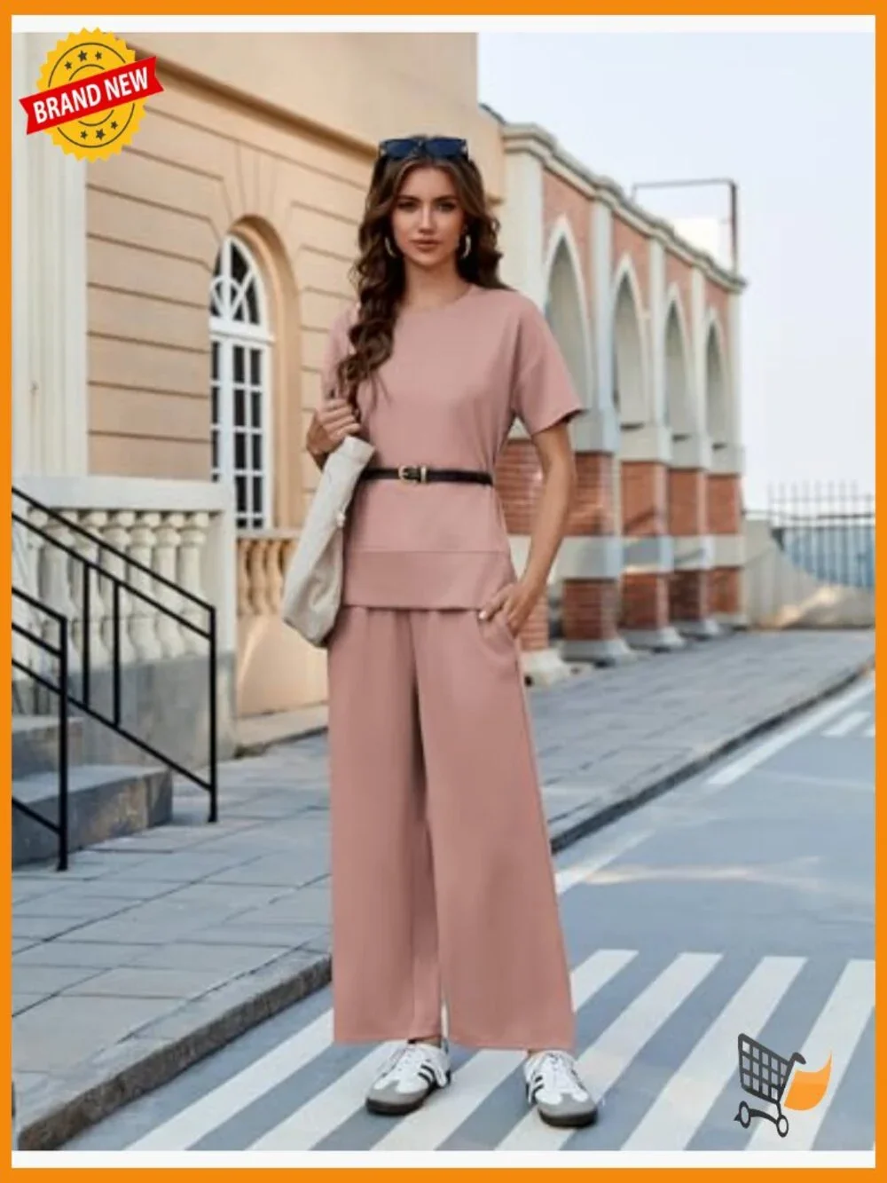 Matching Lounge Set Women 2 Piece Short Sleeve Wide Leg Pants Tracksuit Summer